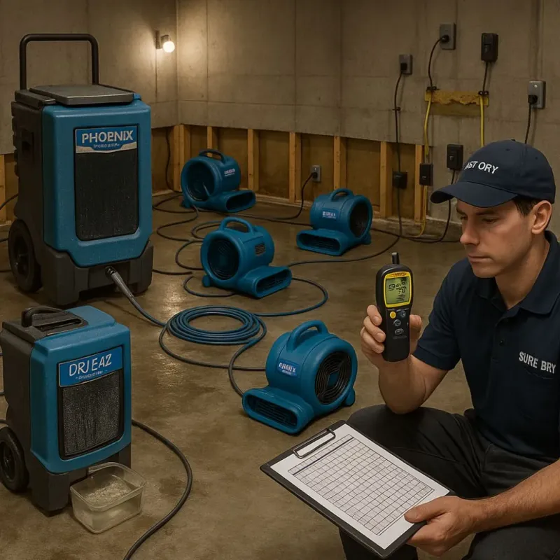 Structural Drying and Dehumidification process in Smithfield, RI